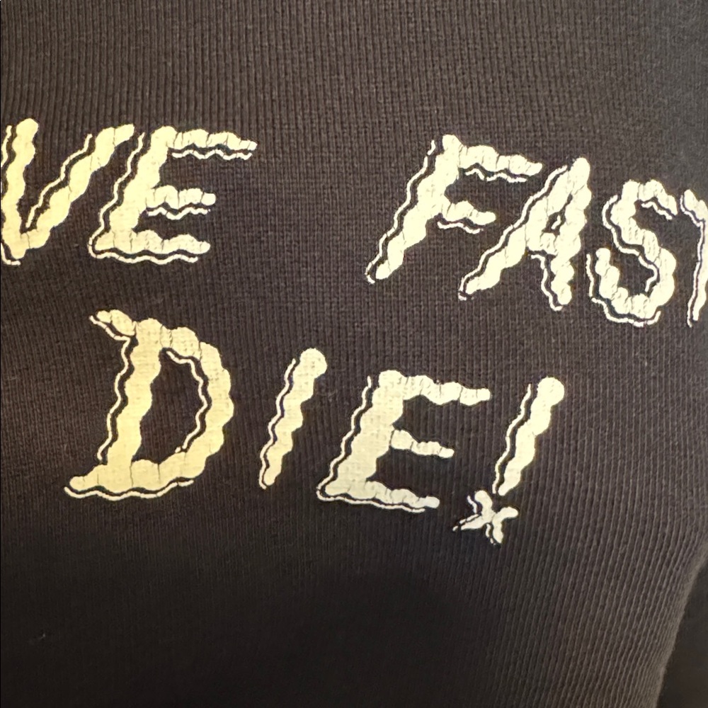 McQ Alexander McQueen “Live Fast Die” Hoodie Black Cropped - Picture 3 of 4